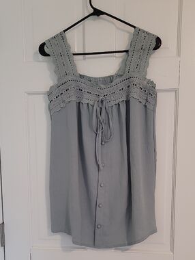 Light Blue Crochet Trim Tank Dress